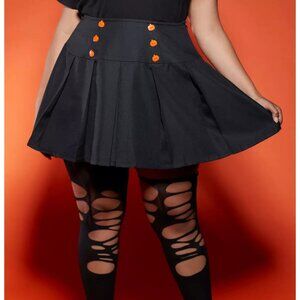 Hot Topic Plus Pumpkin Button Pleated Skirt 2x NWT